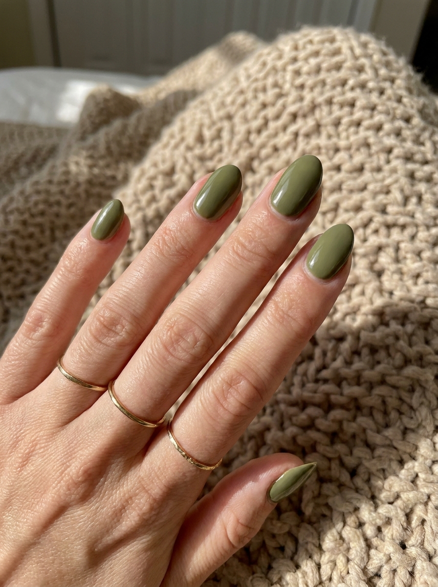 Olive Green Simple Nails als Simple Fall Nails Inspiration 2026